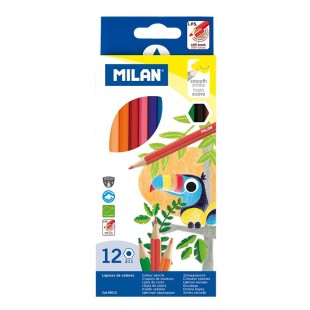 Набор цветных карандашей "Milan" 12 цветов, шестигранные, грифель 2.9мм 
