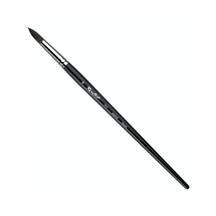 Белка круглая кисть для акварели "1417" №10, длинная матовая ручка