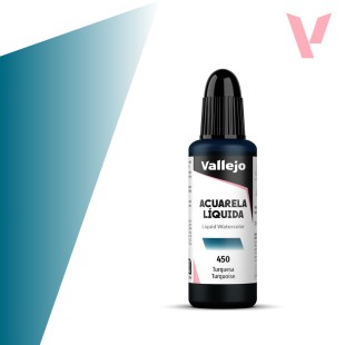 Жидкая акварель Vallejo "Acuarela Liquida" 450 Turquoise, 32 мл