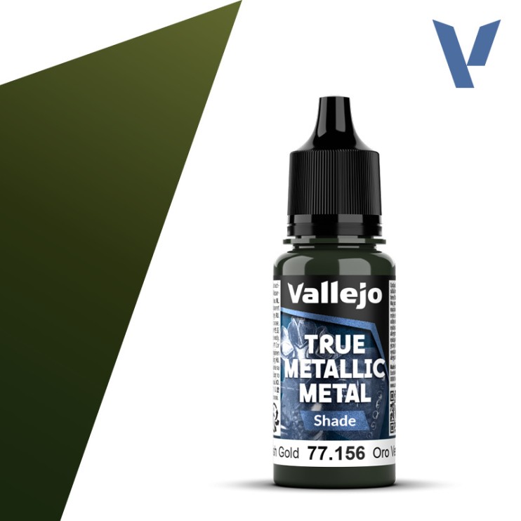 Краска акрил Vallejo "True Metallic Metal" 77.156 Greenish Gold, 18мл (серия Shade)