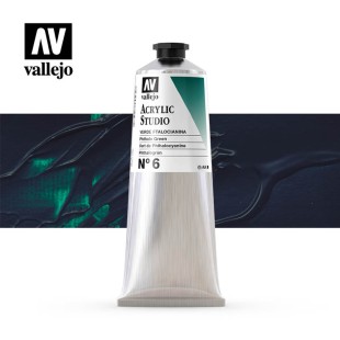 Акриловая краска Vallejo "Studio" #6 Phthalocyanine Green (Зеленая ФЦ), 125мл