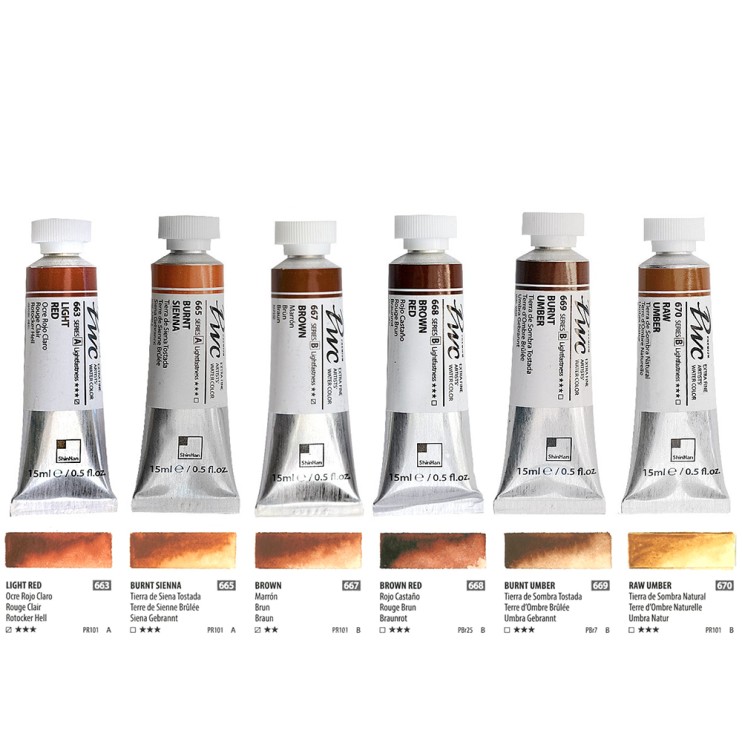 Краска акварельная SH "PWC" 6 туб (№663, 665, 667, 668, 669, 670) по 15мл