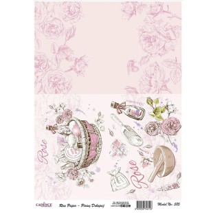 Рисовая карта для декупажа Cadence "Rice paper" 30х42см, RDP585 розовая косметика/фон розы