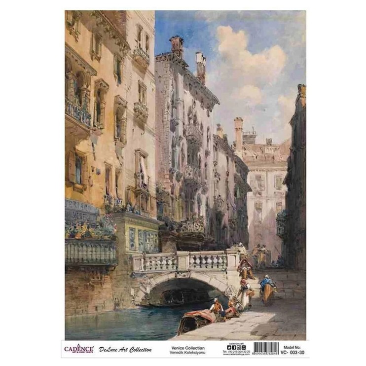Рисовая декупажная карта Cadence "Venice" 30х42см, VC003