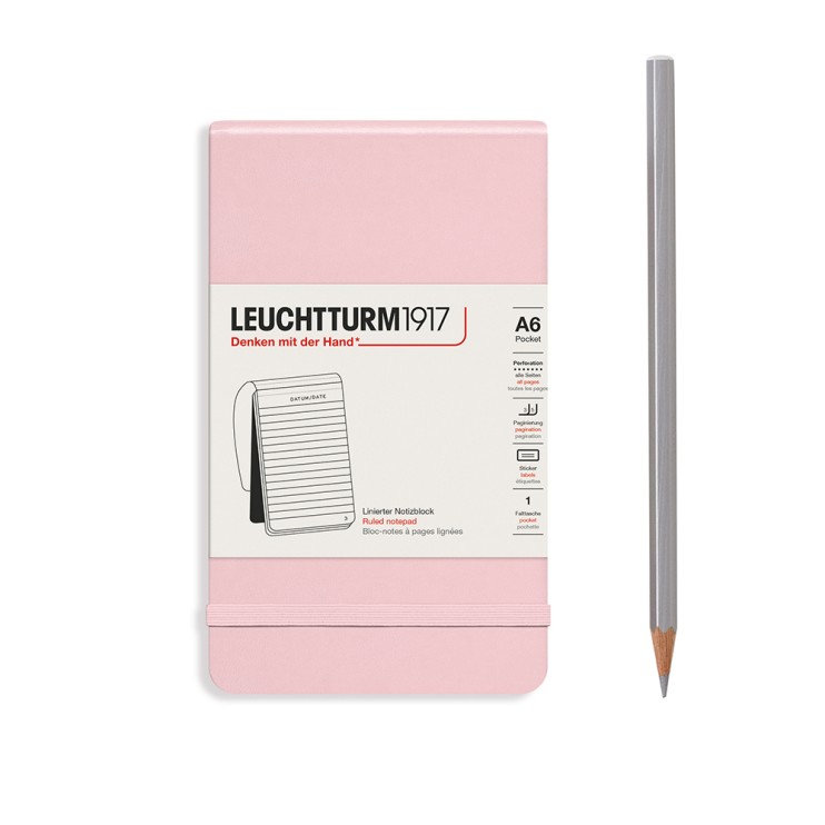 Блокнот в линейку Leuchtturm1917 "Reporter" A6, 92л, 80гр/м², твердая обложка,Розовый