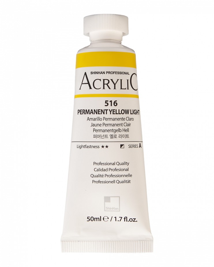 Краска акриловая ShinHan "Professional" №516 Желтый светлый устойчивы, туба 50мл 