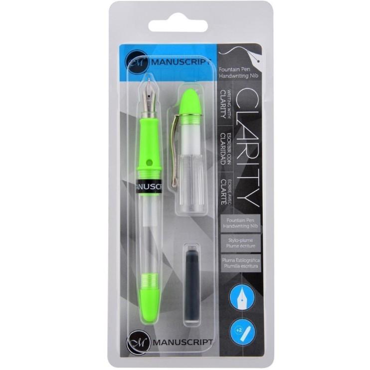 Ручка перьевая Manuscript "Clarity handwriting nib" с аксессуарами (зеленый корпус)