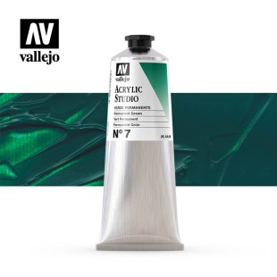 Акриловая краска Vallejo "Studio" #7 Permanent Green (Зеленый прочный), 125мл