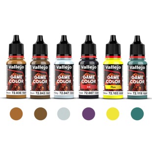Набор красок для моделизма Vallejo "Game Color" 6 штук (№036, 043, 047, 087, 103, 119) по 18мл