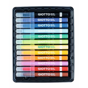 Фломастеры по ткани Giotto "Decor Textile" 12 цветов в картонной упаковке