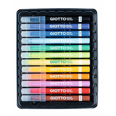 Фломастеры по ткани Giotto "Decor Textile" 12 цветов в картонной упаковке