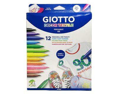 Фломастеры по ткани Giotto "Decor Textile" 12 цветов в картонной упаковке