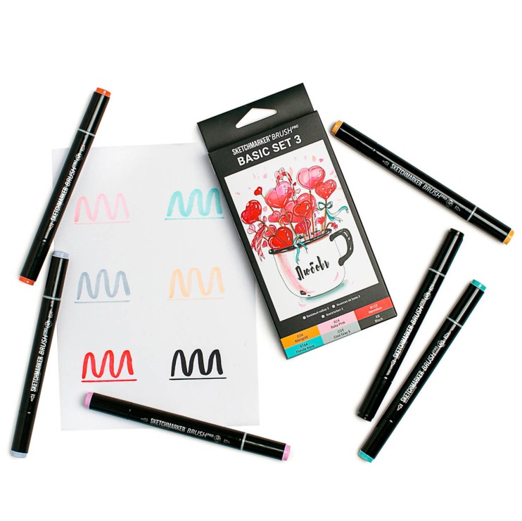 Набор маркеров Sketchmarker Brush "Basic 3" 6 цветов