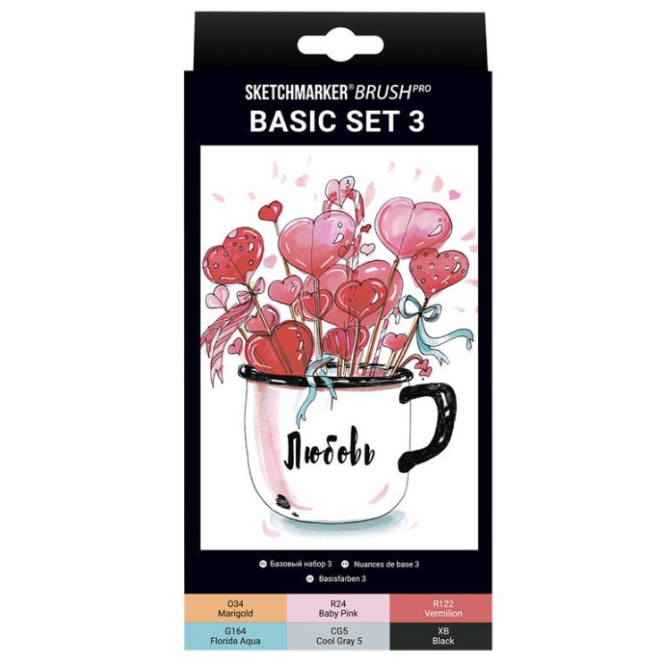 Набор маркеров Sketchmarker Brush "Basic 3" 6 цветов