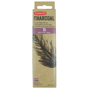 Набор ивового угля Derwent "Charcoal" тонкий 2-3 мм, 15 шт в картонной упаковке