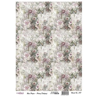 Рисовая карта для декупажа Cadence "Rice paper" 30х42см, RDP597 цветы на сером