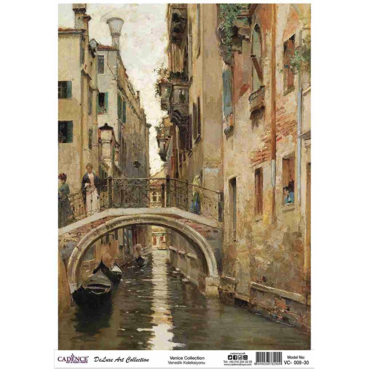Рисовая декупажная карта Cadence "Venice" 30х42см, VC009