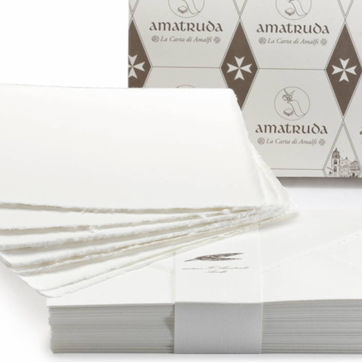 Набор бумаги ручного литья Amatruda "Amalfi" с цветами 10 шт: карточки (11.5х17.5 см) и конверты (12х18 см)
