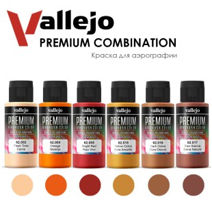 Набор красок для аэрографии Vallejo "Premium" №17 Combination, 6 штук