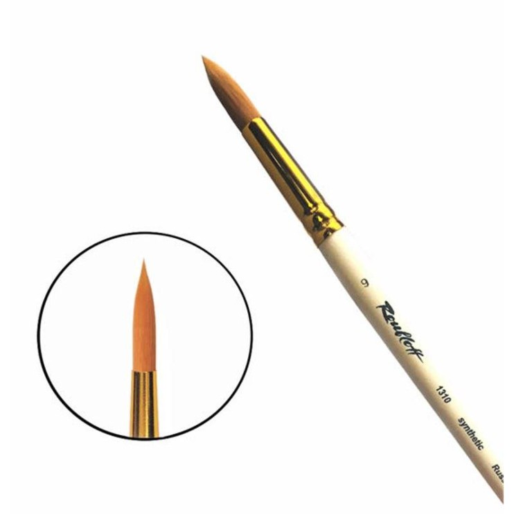 Кисть синтетика круглая "1310" №9 на короткой ручке