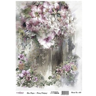 Рисовая карта для декупажа Cadence "Rice paper" 30х42см, RDP600 цветочная композиция серый