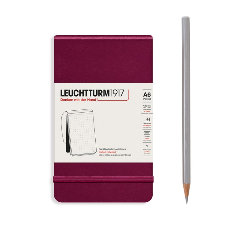 Блокнот в точку Leuchtturm1917 "Reporter" A6, 92л, 80гр/м², твердая обложка,Красный Портвейн (364413)