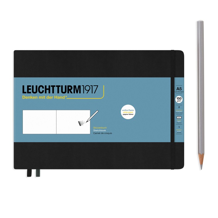 Скетчбук Leuchtturm1917 "Medium Landscape" A5, 56л, 150гр/м², твердая обложка,Черный (362366)