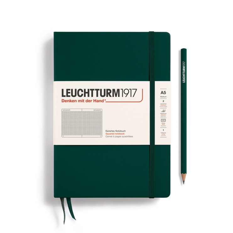 Блокнот в клетку Leuchtturm1917 "Natural Colors" A5, 126л, 80гр/м², твердая обложка, Зеленый лес