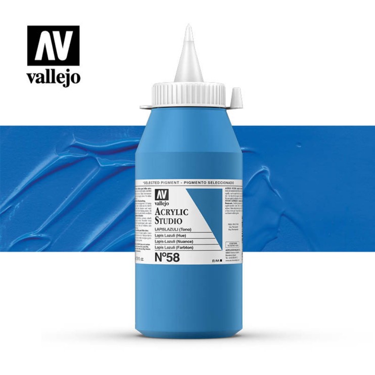 Акриловая краска Vallejo "Studio" #58 Lapis Lazuli (Ляпис лазурный), 1л