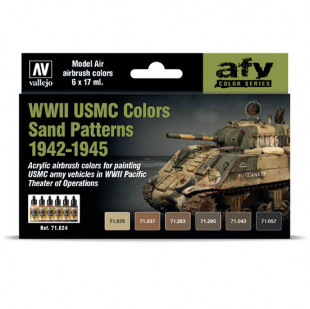 Набор красок для моделизма Model Air "WWII USMC Colors Sand Patterns 1942-1945" 71.624, 6 оттенков
