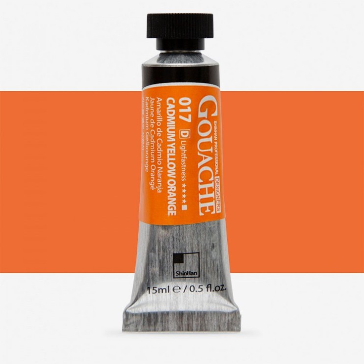 Гуашь Shinhan "Designers GOUACHE" №017(D) Cadmium yellow orange (Желто-оранжевый кадмий), туба 15мл