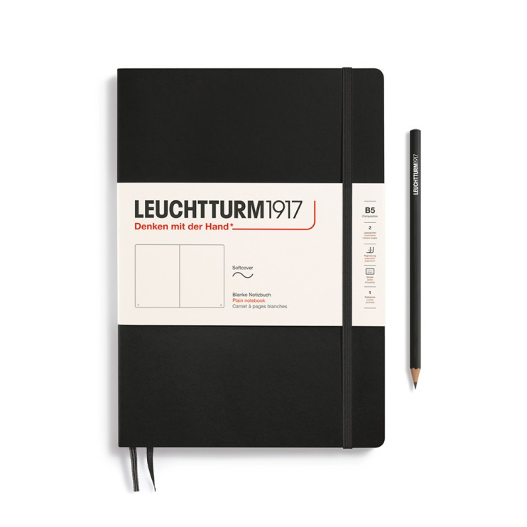 Блокнот без линовки Leuchtturm1917 "Composition" B5, 61л, 80гр/м², мягкая обложка, Черный (349295)