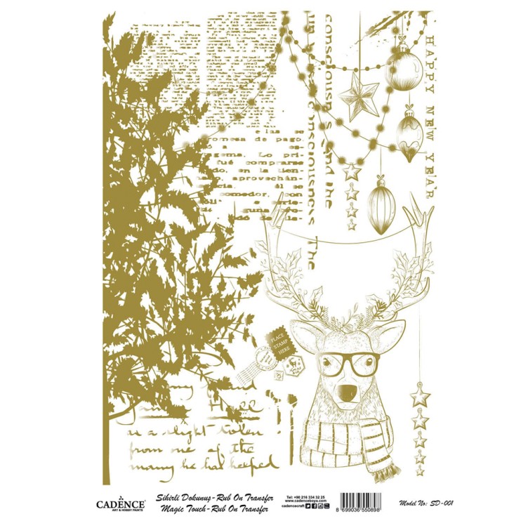 Трансфер "Magic Touch Ru-bon" 30х42см, Gold 001 олень