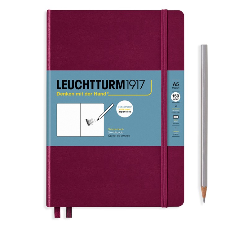 Скетчбук Leuchtturm1917 "Medium" A5, 56л,150гр/м²,твердая обложка, Красный Портвейн (362363)