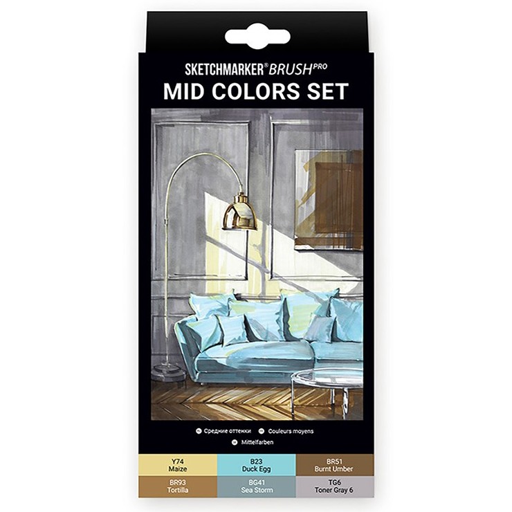 Набор маркеров Sketchmarker Brush "Mid colors" 6 цветов