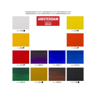 Набор акриловых красок Amsterdam "General selection" 12 туб по 20мл