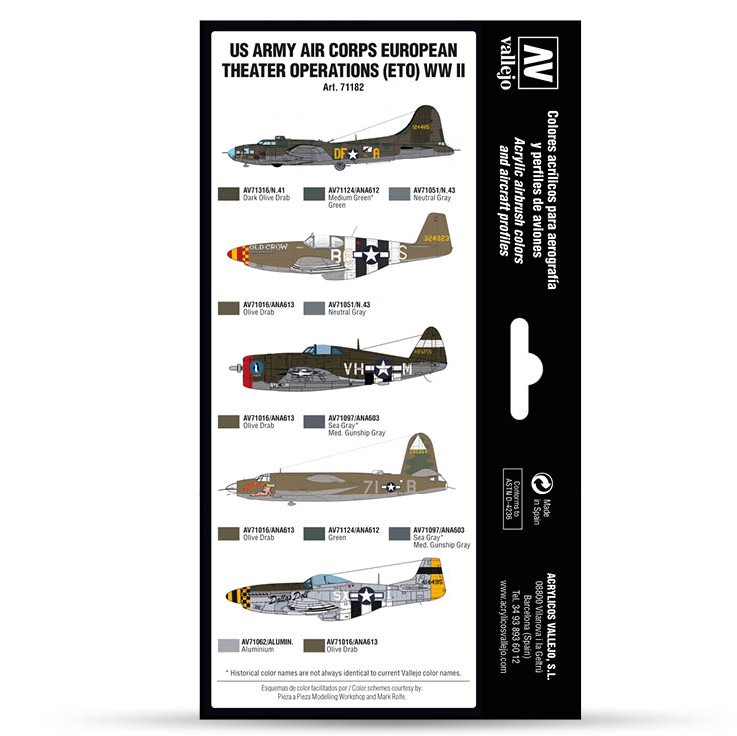 Набор 8 красок Model Air "US Army Air Corps European Theater Operations (ETO) WWII" 71.182