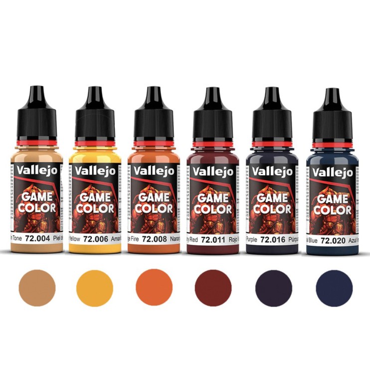 Набор красок для моделизма Vallejo "Game Color" 6 штук (№004, 006, 008, 011, 016, 020) по 18мл