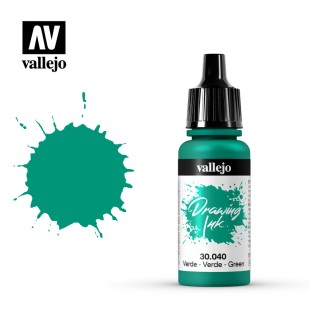Тушь рисовальная Vallejo "Drawing ink" 30.040 Green, 17 мл