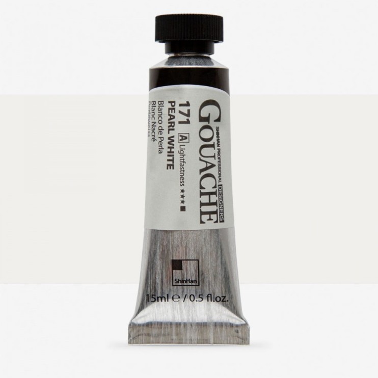 Гуашь Shinhan "Designers GOUACHE" №171(A) Pearl white (Белый перламутровый), туба 15мл