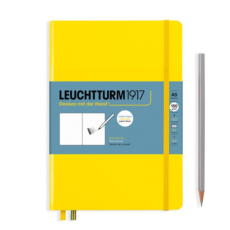 Скетчбук Leuchtturm1917 "Medium" A5, 56л,150гр/м²,твердая обложка,Лимонный (362364)