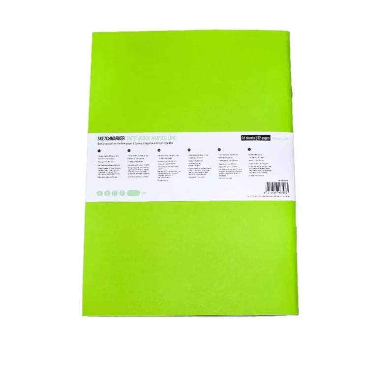 Скетчбук Sketchmarker "Marker line" 17,6х25см, 16л, 160г/м2, мягкая обложка, Лайм