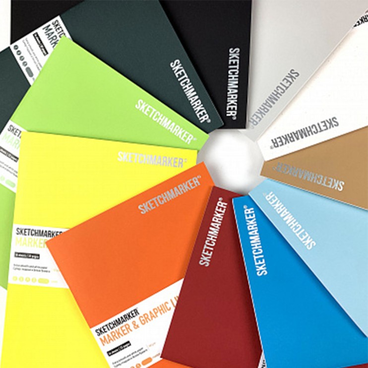 Скетчбук Sketchmarker "Marker line" 17,6х25см, 16л, 160г/м2, мягкая обложка, Лайм