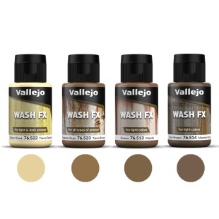 Набор тонирующей жидкости Vallejo "Model Wash" 4 штуки (513, 514, 522, 523) по 35мл