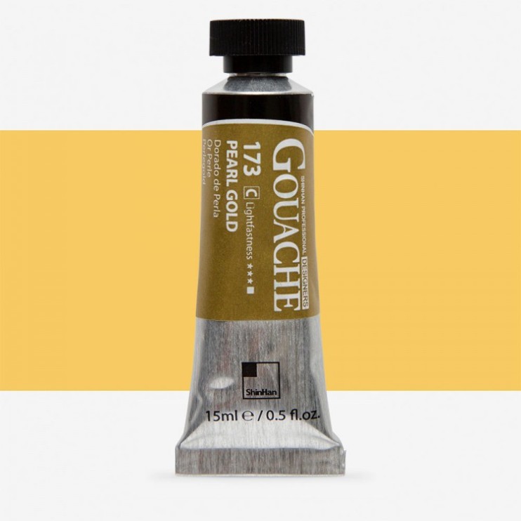 Гуашь Shinhan "Designers GOUACHE" №173(C) Pearl gold (Золотой перламутровый), туба 15мл