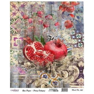 Рисовая карта для декупажа Cadence "Rice paper" 30х42см, RDP660 крупные гранаты