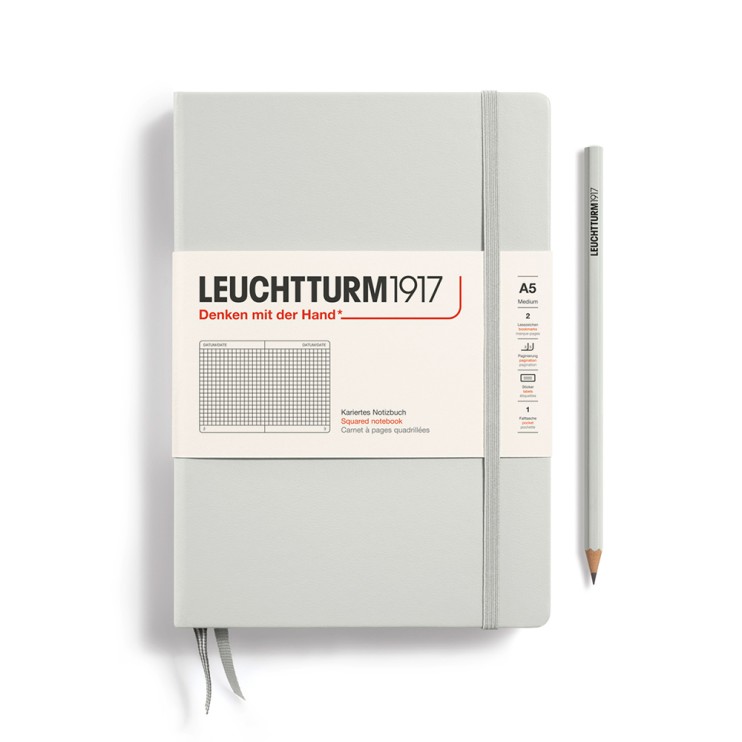 Блокнот в клетку Leuchtturm1917 "Natural Colors" A5, 126л, 80гр/м², твердая обложка, Серый светлый