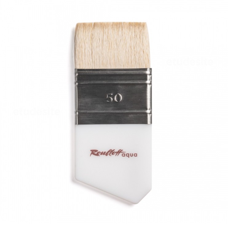 Флейц коза белая "Aqua Wide flat" №50 короткая ручка из оргстекла