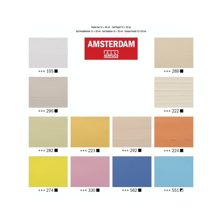 Набор акриловых красок Amsterdam "Pastel" 12 туб по 20мл