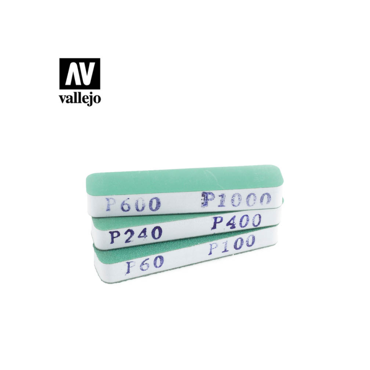 Набор шлифовальных губок Vallejo/ 3 шт (90х19х12мм,разной зернистости)